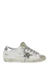 Golden Goose Superstar White Low Top Sneakers With Glittered Star Patch And Laminated Heel With Logo Lettering In In White