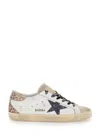 Golden Goose Women 'superstar' White Low Top Sneakers With Glitters In Used Effect Leather Woman In White