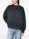 Golden Goose Longline Crewneck Cotton Sweatshirt With Star Accents In Black