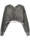 Golden Goose Journey Grommet Crop Half Zip Cotton Hoodie