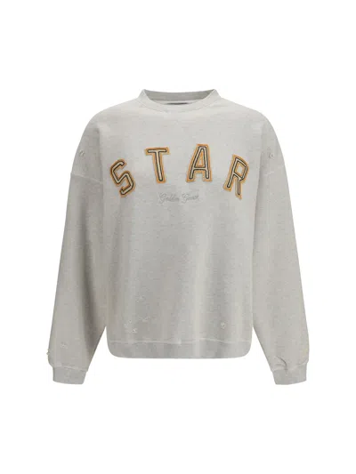 Golden Goose Women Sweatshirt Crewneck In Cotton With Contrasting Logo In Gray