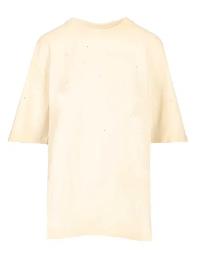 Golden Goose Women T-shirt With All-over Crystals In White
