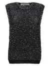 Golden Goose Knitted Vest With Sequins Embell In Black