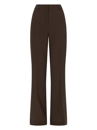 Golden Goose Women's Trousers In A Herringbone Linen Blend In Brown