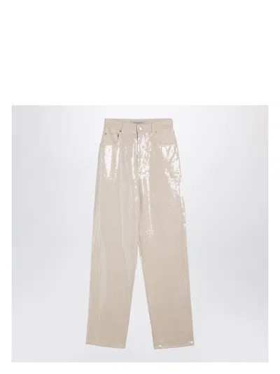 GOLDEN GOOSE WOMEN'S TROUSERS WITH TRANSPARENT SEQUINS ÃCRU