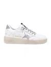 Golden Goose White And Silver-tone Leather Hi Star Sneakers In Silver