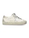 GOLDEN GOOSE WOMEN'S WHITE AND PLATINUM LEATHER AND SUEDE HI STAR SNEAKERS