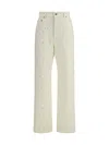 Golden Goose Women White Denim Pearl And Crystal Embroidered Pants In Multi