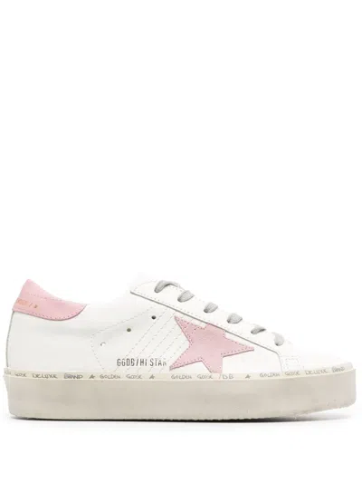 Golden Goose Black Leather Hi Star Low-top Flatform Sneakers For Women In White