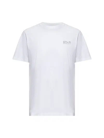 Golden Goose Women White Glitter Logo And Star T-shirt