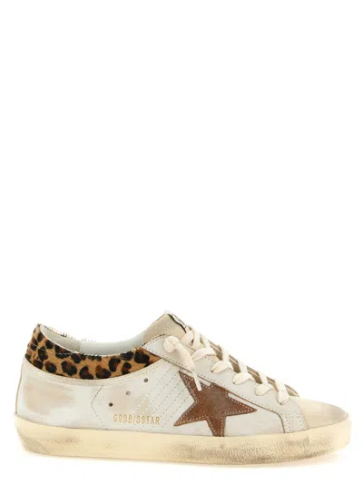 Golden Goose Super Star Leather Upper Horsy Leo Printed Collar Suede Star Sneakers White In Neutral