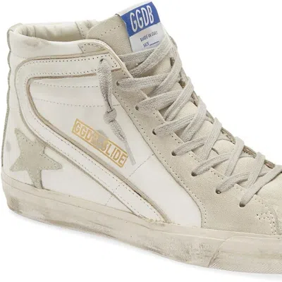 GOLDEN GOOSE WOMEN WHITE LEATHER SLIDE HIGH TOP LACE UP SNEAKERS