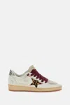 Golden Goose Ballstar White Low Top Sneakers With Glittered Star Patch On The Side And Glittered Heel With Logo L In White