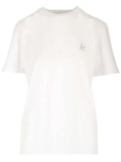 GOLDEN GOOSE GOLDEN GOOSE WOMEN WHITE T-SHIRT WITH GLITTER STAR