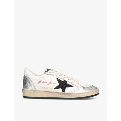 Golden Goose Ballstar 11875 Glitter-embellished Leather Low-top Trainers In White/comb