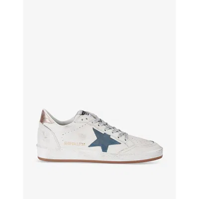 GOLDEN GOOSE WOMENS WHITE/COMB WOMEN'S BALLSTAR 11918 STAR-EMBROIDERED LEATHER LOW-TOP TRAINERS EUR 37 / 4 UK