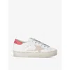 Golden Goose Leather Distressed Sneakers Metallic Detail In White/comb