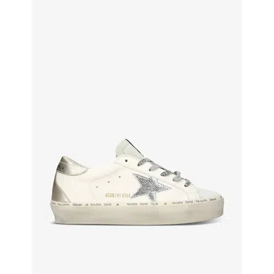 Golden Goose Women's White/comb Women's Hi Star Logo-embroidered Leather Low-top Trainers