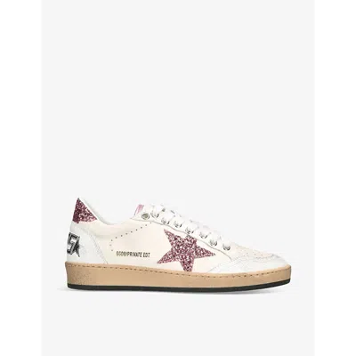 Golden Goose Ball Star Exclusive 6 Glitter-star Leather Low-top Trainers In White/oth