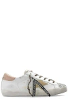 Golden Goose Women's White/platinum Super Star Trainer With Glitter Sneaker | Size 38 | Gwf00102f006236 In White