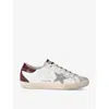 Golden Goose Super-star Embellished Leather Sneakers In Wine Comb