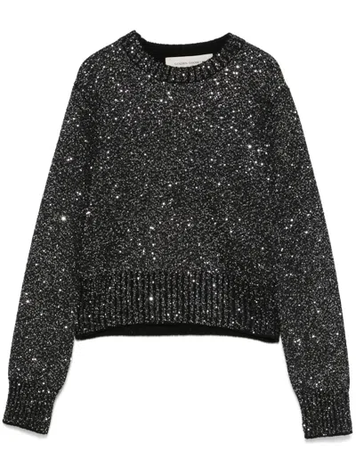GOLDEN GOOSE GOLDEN GOOSE WOMEN'S WOOL BLEND CROPPED SWEATER WITH ALL-OVER SEQUINS