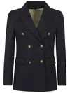 Golden Goose Women Wool Blend Double-breasted Coat In Blue