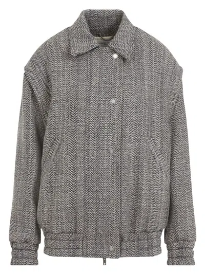 GOLDEN GOOSE WOMEN'S WOOL BLEND HERRINGBONE BOMBER JACKET