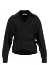 Golden Goose Striped Collared Wrap Top In Black