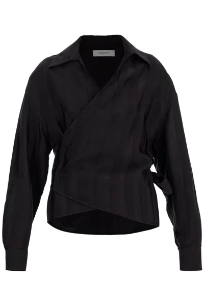 Golden Goose Women's Wrap Shirt In Night Stripe Viscose In Black
