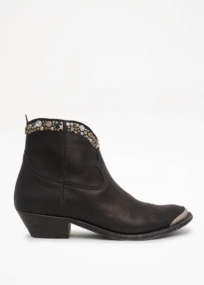 Golden Goose Women's Young Leather Western Ankle Boots In Black