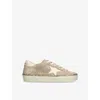 Golden Goose Womens  Hi Star 15711 Glitter-embellished Suede Low-top Trainers In Beige Comb