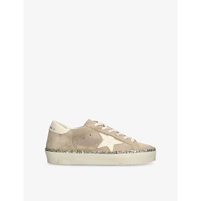 Golden Goose Womens  Hi Star 15711 Glitter-embellished Suede Low-top Trainers In Beige Comb