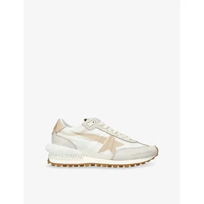 GOLDEN GOOSE WOMENS BEIGE COMB RUNNING MARATHON 15723 SUEDE AND FABRIC LOW-TOP TRAINERS EUR 38/5 UK