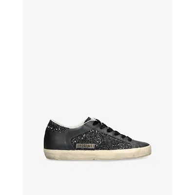 Golden Goose Womens  Super Star 90100 Glitter-embellished Leather Low-top Trainers In Black/comb