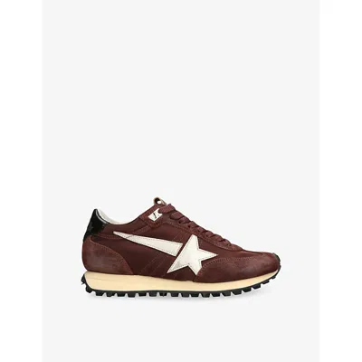 Golden Goose Running Marathon Satin And Suede Sneakers In Burgundy