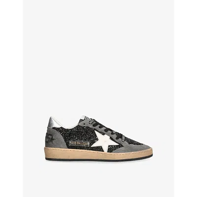 Golden Goose Womens  Ball Star 90244 Glitter-embellished Leather Trainers In Blk/grey
