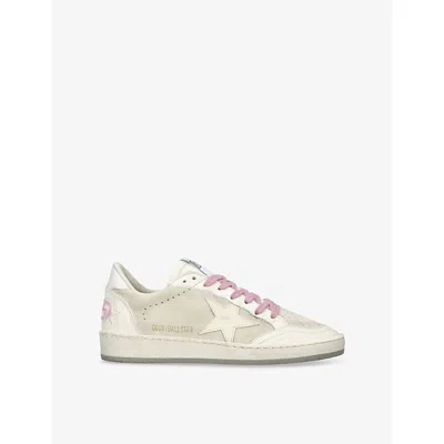 Golden Goose Womens Ball Star Low-top Suede Leather Trainers White/comb Eur 37 / 4 Uk