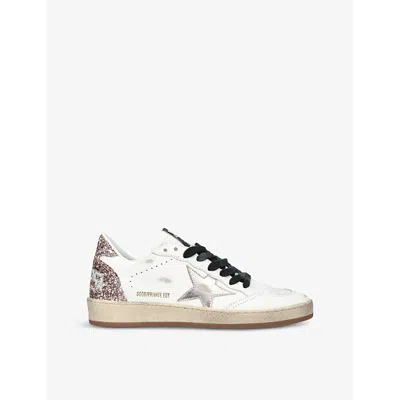 Golden Goose Womens  Ballstar Glitter-embellished Leather Low-top Trainers In White/comb
