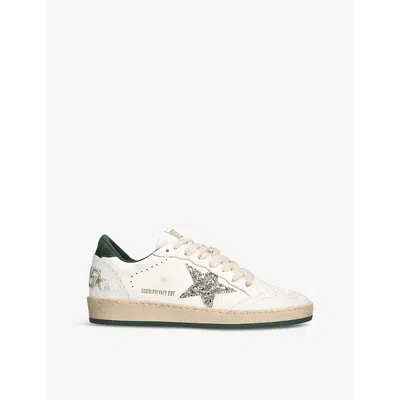 Golden Goose Womens  Ballstar Glitter-embellished Leather Low-top Trainers In White/comb