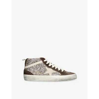 GOLDEN GOOSE WOMENS GOLDEN GOOSE MIDSTAR 82844 GLITTER-EMBELLISHED LEATHER MID-RISE TRAINERS