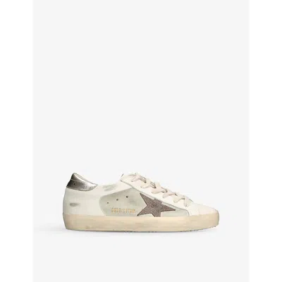 GOLDEN GOOSE WOMENS SUPER STAR 12174 STAR-APPLIQUE LEATHER LOW-TOP TRAINERS WHITE/OTH EUR 35 / 2 UK