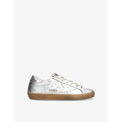 Golden Goose Womens Silver Superstar 70100 Metallic Leather Low-top Trainers