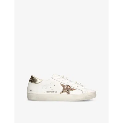 Golden Goose Super-star Low Top Sneaker In White/ Beige/ Gold