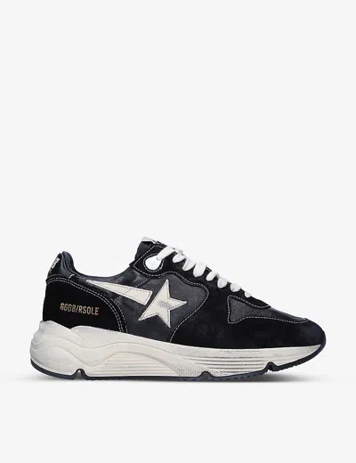 GOLDEN GOOSE WOMENS BLK/WHITE WOMEN'S RUNNING SOLE 90352 SUEDE AND LEATHER MID-TOP TRAINERS EUR 37 / 4 UK,58141282