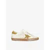 Golden Goose Super Star Leather Upper Toe And Tongue Suede Star And Heel In White