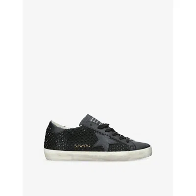 Golden Goose Super-star Beaded Leather Trainers In Black