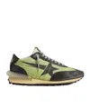 Golden Goose Womens Marathon With Green Nylon Upper And Black Star