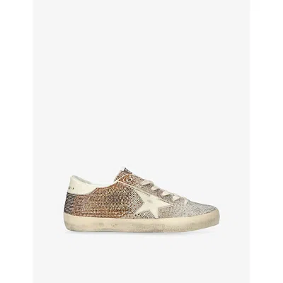 Golden Goose Suede Embellished Super-star Sneakers In Brown