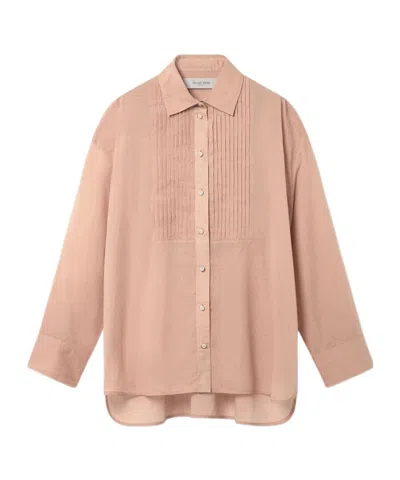 Golden Goose Womens Oversized Shirt In Coral Cotton Voile With Pleated Detail In Pink